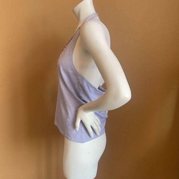 NWT Womens NEW YORK & COMPANY Lavender Halter glittery TOP shirt Clothes L - Picture 2 of 7